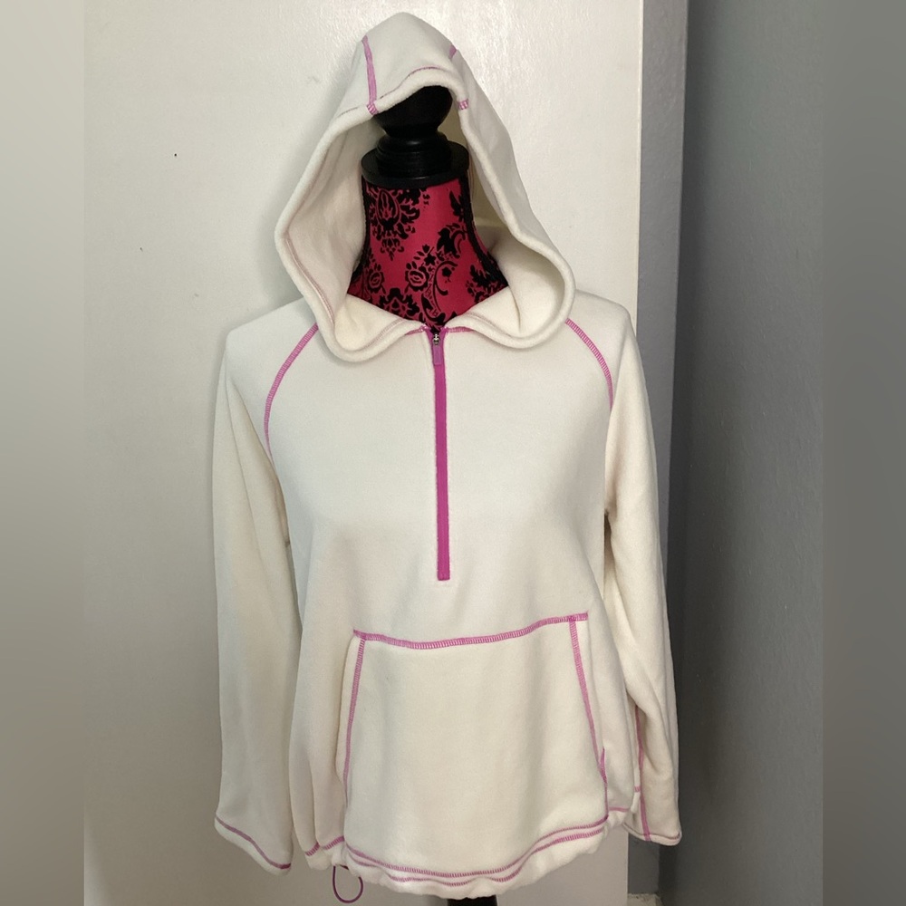 BASS Outdoor Cream Hoodie with Pink Details M